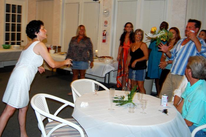 Throwing the Bouquet at the New Bride Billy